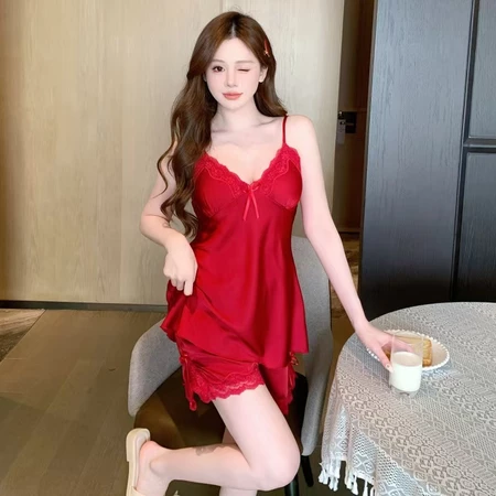 Lingerie Set with Robe for Women Deep V Kimono Robe StrapChemise Sleepwear Nightgown Sexy Lace Mesh